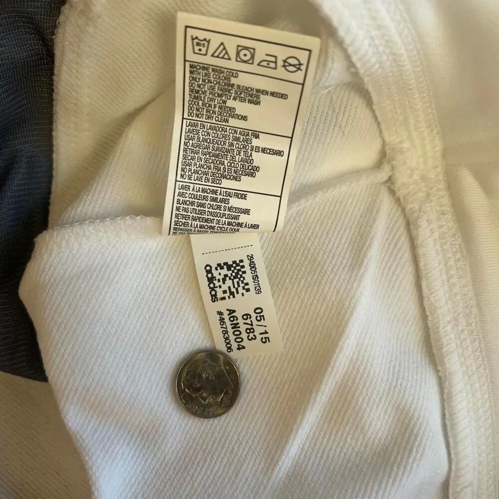 Adidas Climalite 1/4 Zip Pullover Jacket White Grey Size 2XL Thumbholes